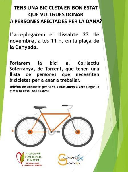 La Canyada acull una iniciativa solidària i arreplega bicicletes per a donar-les als afectats per la Dana