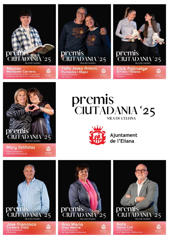 Set entitats i veïns reben els Premis Ciutadania Vila de l’Eliana 2025