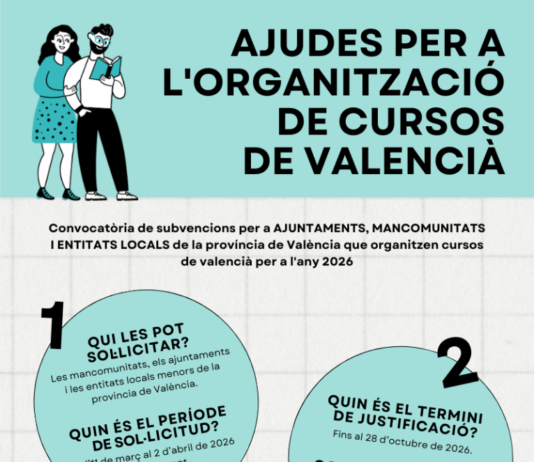 La Diputació impulsa cursos de valencià amb la col·laboració dels ajuntaments de la província