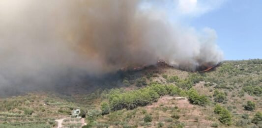 El foc de la Serra Calderona es descontrola i obliga a l'evacuació immediata de Gátova cap al poliesportiu de Bétera